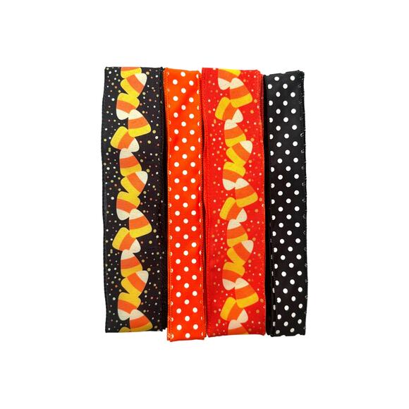 Halloween Candy Corn Wreath Kit - "Trick or Treat" Sign & Coordinating Ribbons - Picture 3 of 5